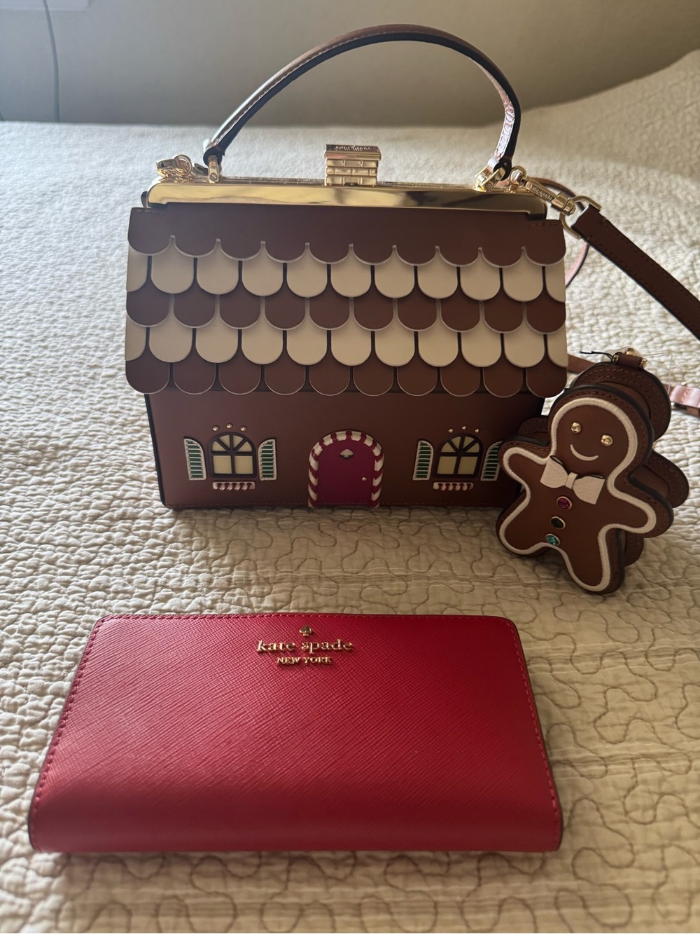 NWOT Kate Spade Gingerbread House Crossbody Bag Bundle, Holiday Bags
